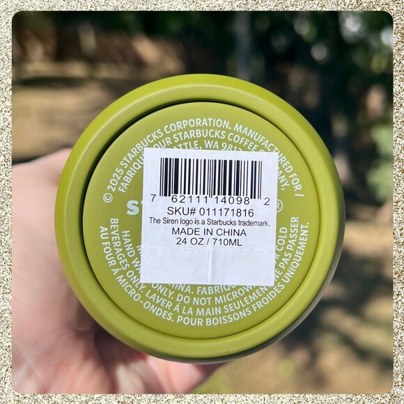 🍁 NWT 2025 Starbucks Fall Olive/Army Green Vacuum SS Cold Cup w/ Twist Straw - Picture 10 of 10